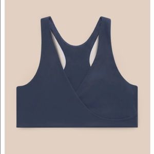 Maternity crossover nursing bra in midnight from girlfriend collective